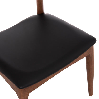 DINING CHAIR ALOR HM9947.03 RUBBERWOOD IN WALNUT COLOR-BLACK PU 55x51x75Hcm.