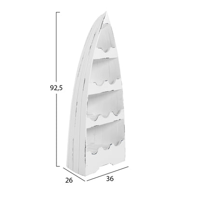 BOTTLE RACK VERTICAL BOAT SHAPE 10 PLACES MAHOGANY WOOD HM9493 36x26x92,5H cm