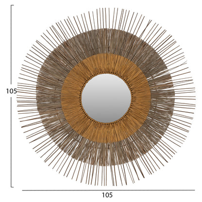 MIRROR WITH MENDONG GRASS FRAME NATURAL-GOLD COLOR Φ105cm. HM7798