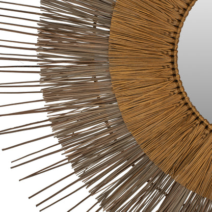 MIRROR WITH MENDONG GRASS FRAME NATURAL-GOLD COLOR Φ105cm. HM7798