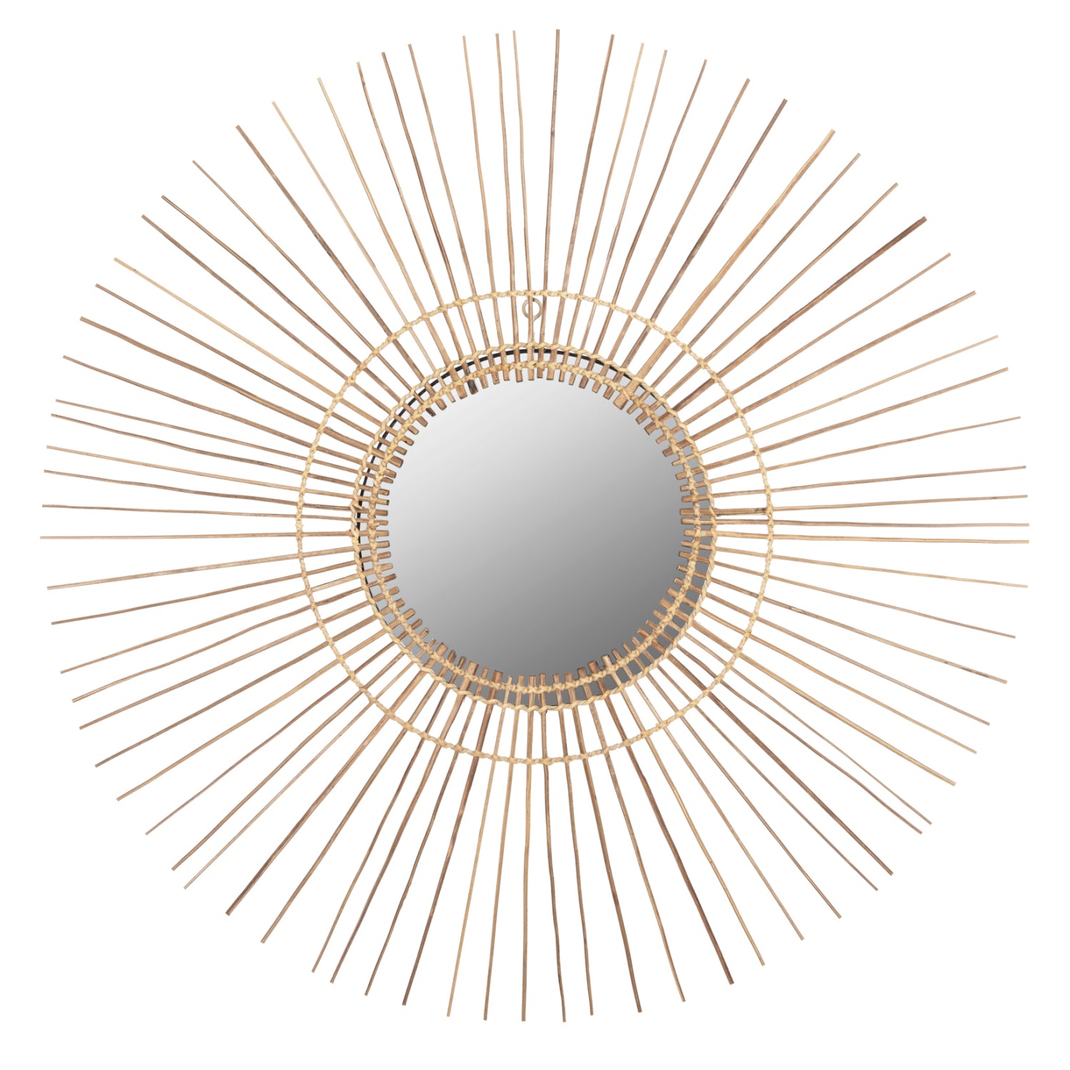 MIRROR ROUND WITH COCONUT STICKS FRAME NATURAL COLOR Φ85cm.HM7733