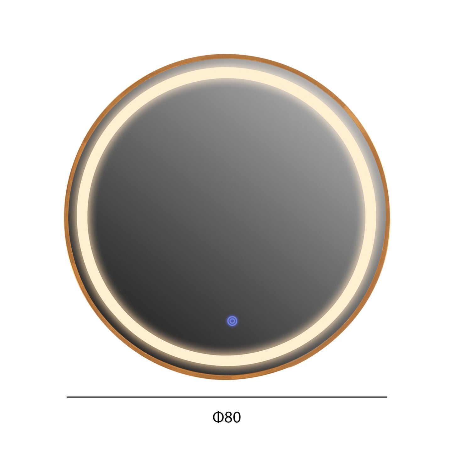 WALL MIRROR ROUNDER HM4503.30 ALUMINUM FRAME IN GOLDEN-LED LIGHTING Φ80cm.