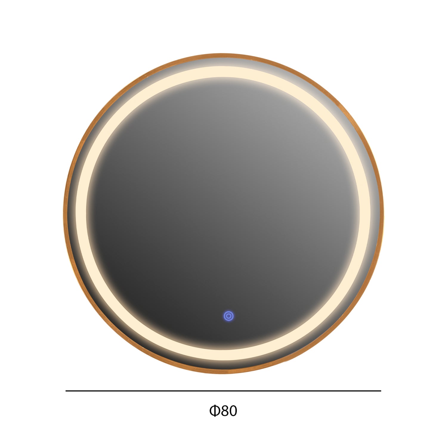 WALL MIRROR ROUNDER HM4503.30 ALUMINUM FRAME IN GOLDEN-LED LIGHTING Φ80cm.