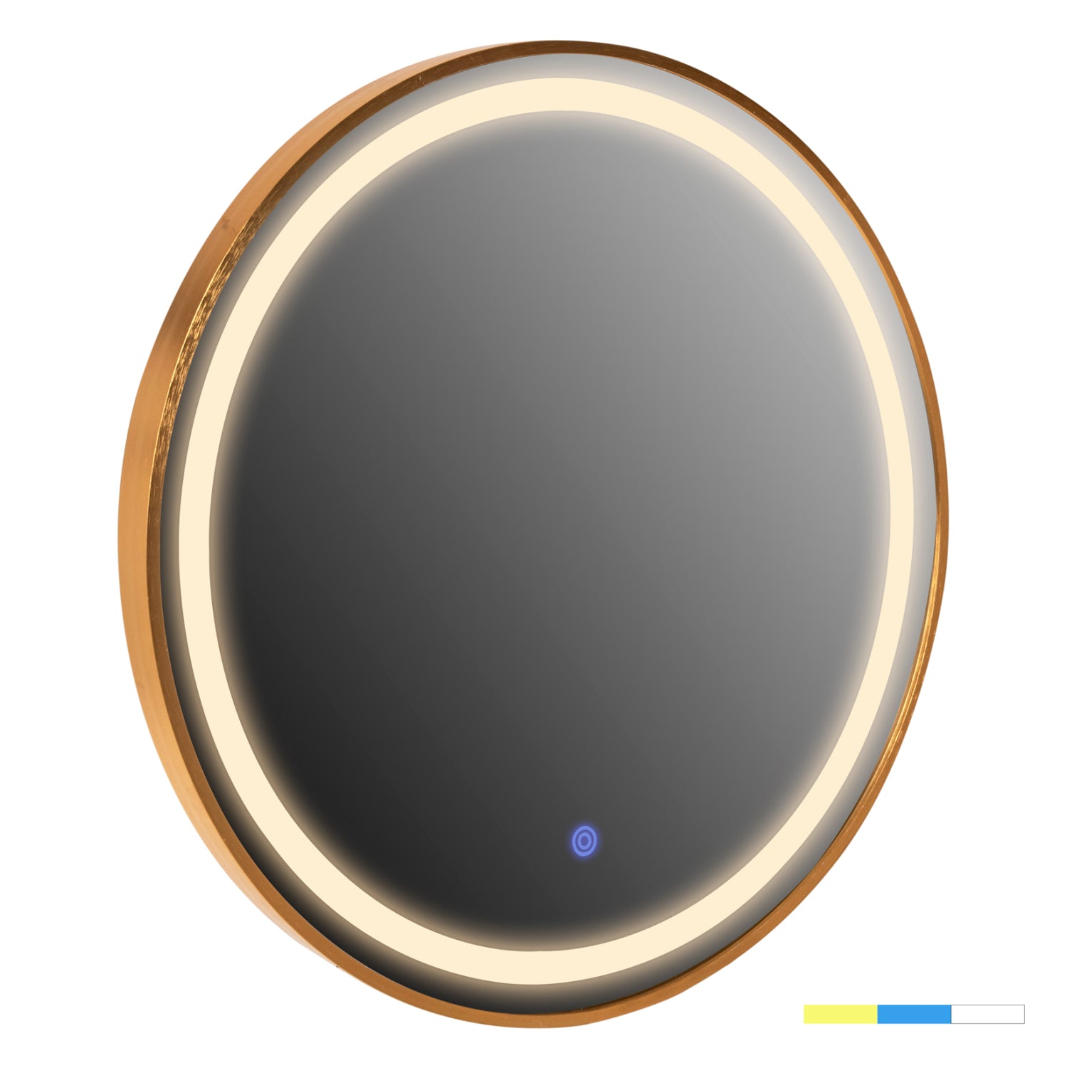 WALL MIRROR ROUNDER HM4503.30 ALUMINUM FRAME IN GOLDEN-LED LIGHTING Φ80cm.