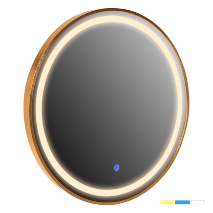 WALL MIRROR ROUNDER HM4503.30 ALUMINUM FRAME IN GOLDEN-LED LIGHTING Φ80cm.