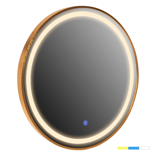 WALL MIRROR ROUNDER HM4503.30 ALUMINUM FRAME IN GOLDEN-LED LIGHTING Φ80cm.