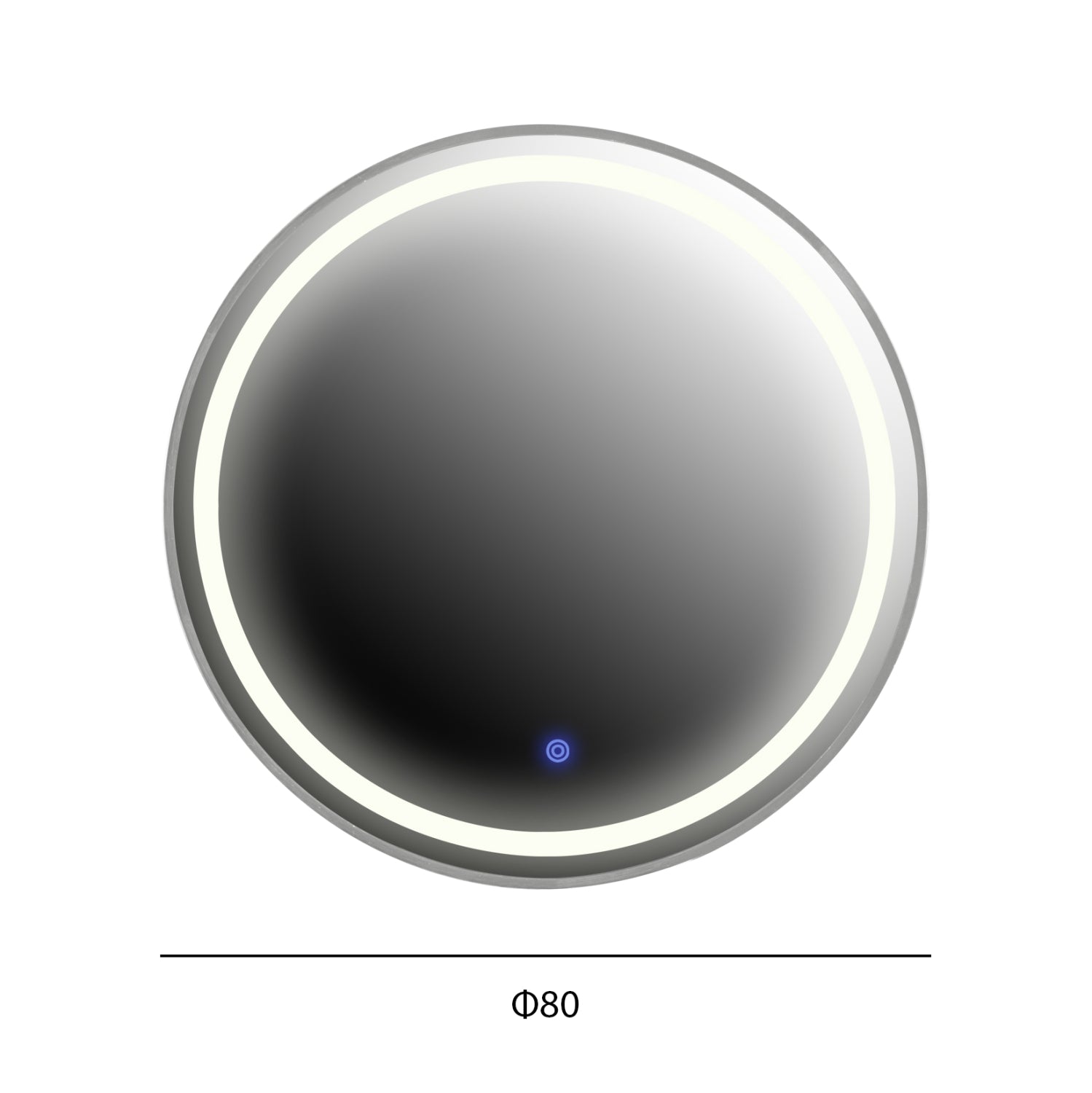 WALL MIRROR ROUNDER HM4503.40 ALUMINUM FRAME IN SILVER-LED LIGHTING Φ80cm.
