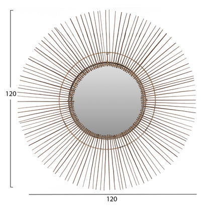 MIRROR ROUND WITH COCONUT STICKS FRAME IN NATURAL COLOR 120x4x120Hcm.HM7732