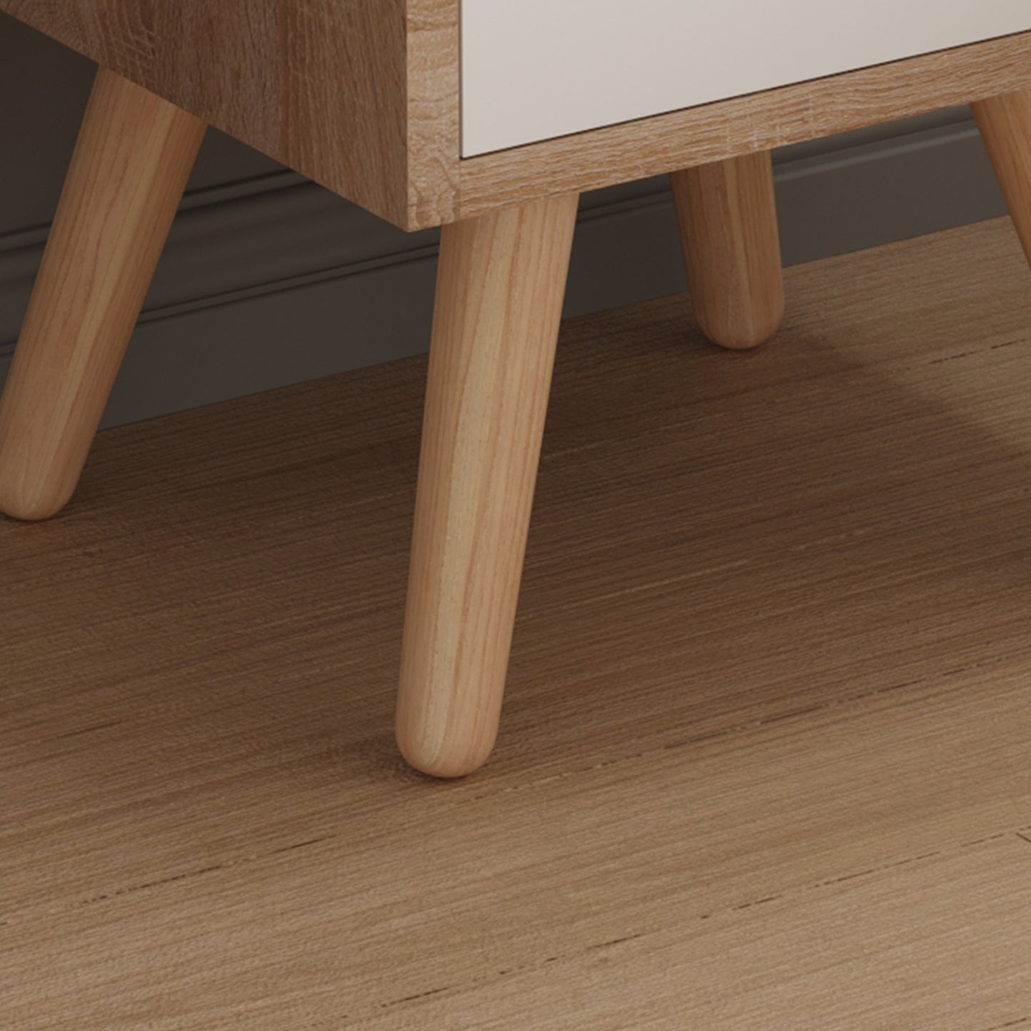 BEDSIDE STAND DINKL HM2472.04 MELAMINE-2 DRAWERS IN SONAMA-WHITE 29,7x29,7x45Hcm.