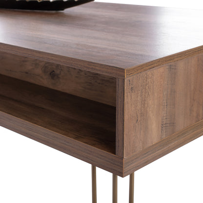 Console Kaitlyn HM8653 Walnut with Gold 120x55x79,5 cm.