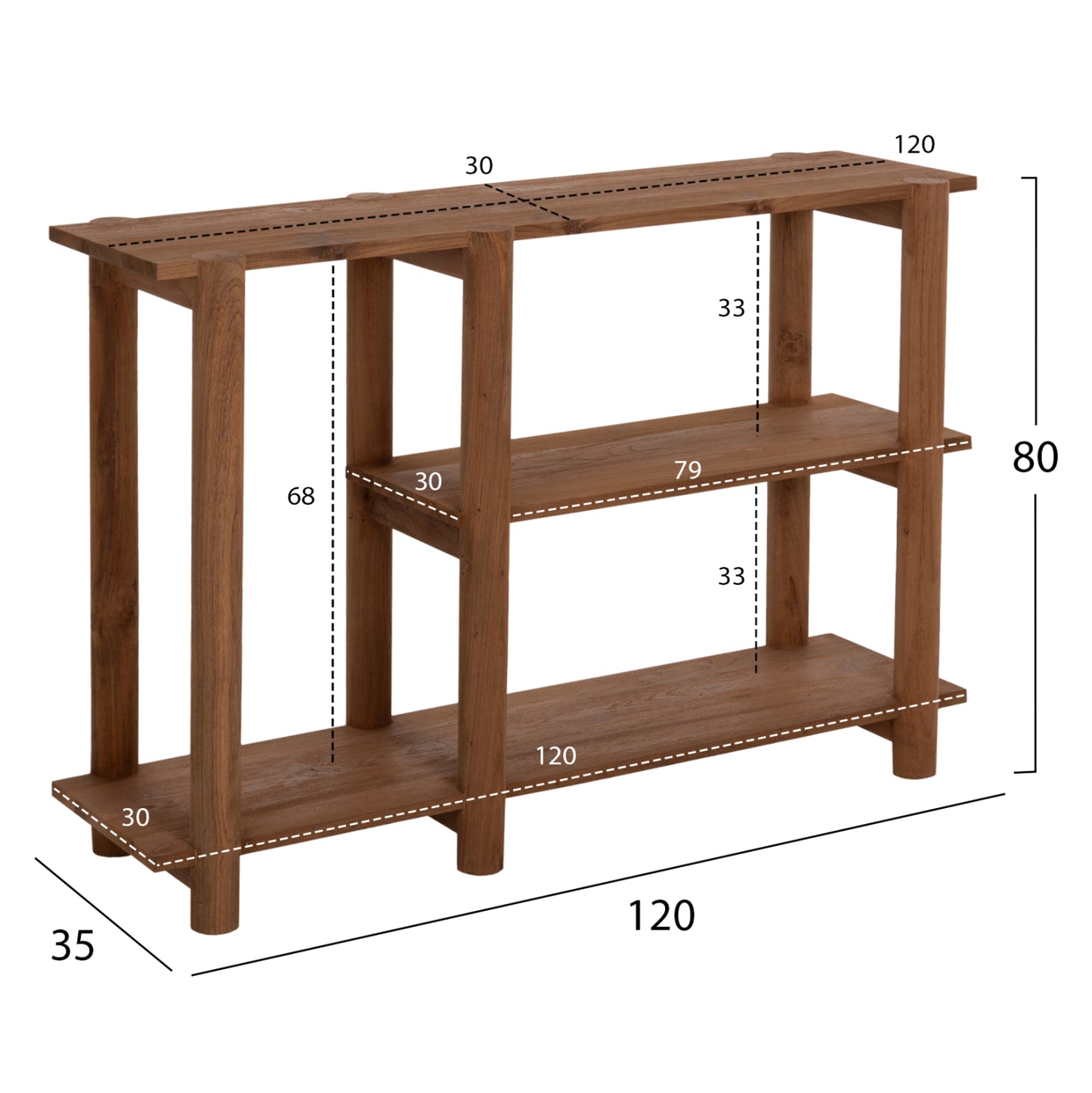 CONSOLE KUTAI HM9638 RECYCLED TEAK WOOD IN NATURAL RUSTIC COLOR 120x35x80Hcm.
