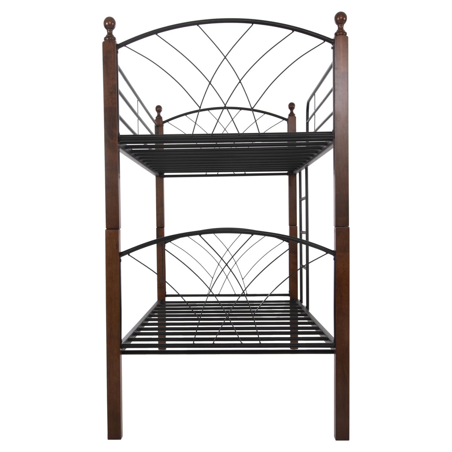 BUNK BED WITH MATTRESSES STOREY HM10749.10 METAL & RUBBERWOOD IN WALNUT--FOR MATTRESSES 90x190cm.