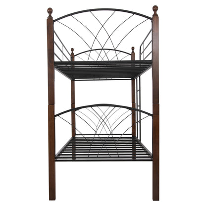 BUNK BED WITH MATTRESSES STOREY HM10749.10 METAL & RUBBERWOOD IN WALNUT--FOR MATTRESSES 90x190cm.