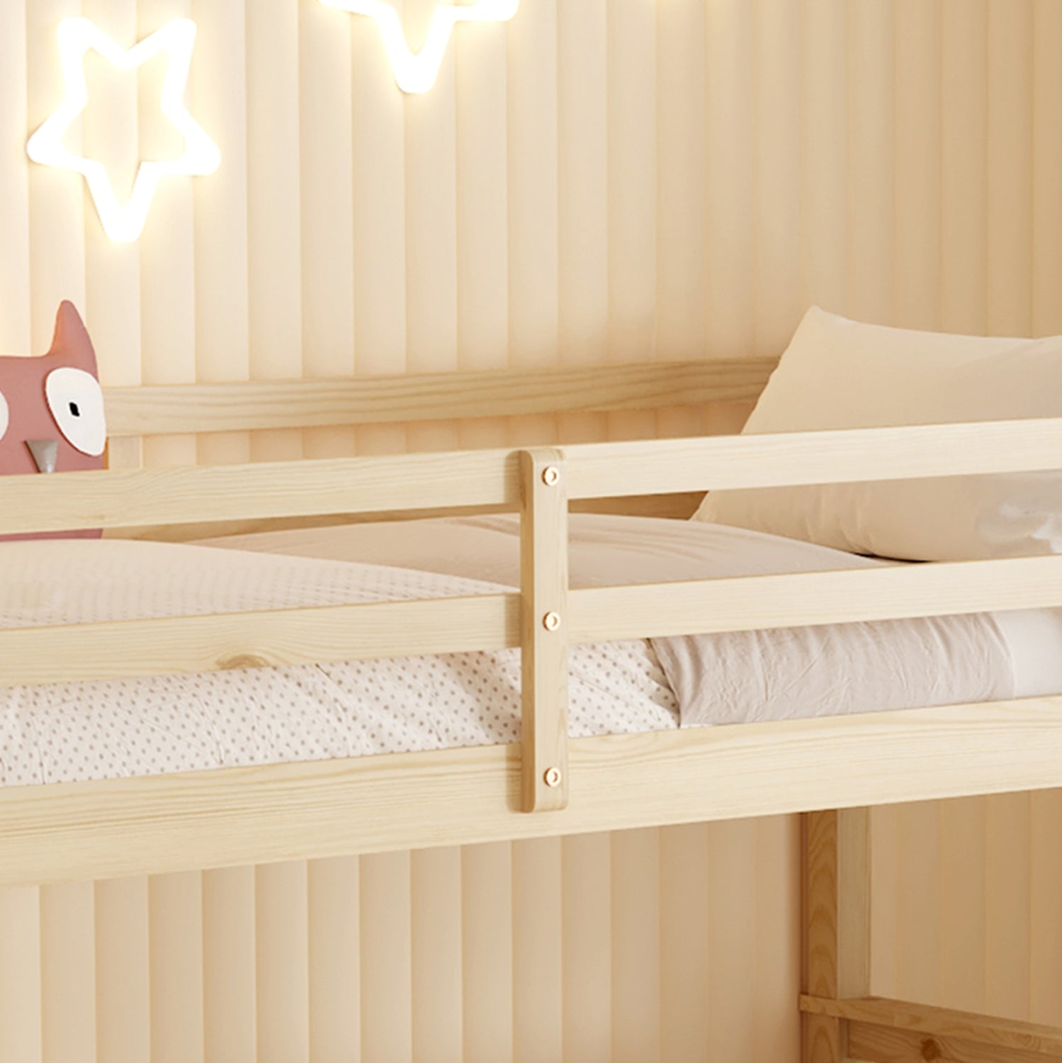 BUNK BED WITH 2 MATTRESSES LANTAI HM21307 PINE WOOD IN NATURAL COLOR--FOR MATTRESSES 90x190cm