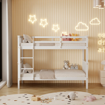 BUNK BED WITH 2 MATTRESSES LANTAI HM21307.01 PINE WOOD IN WHITE--FOR MATTRESSES 90x190cm
