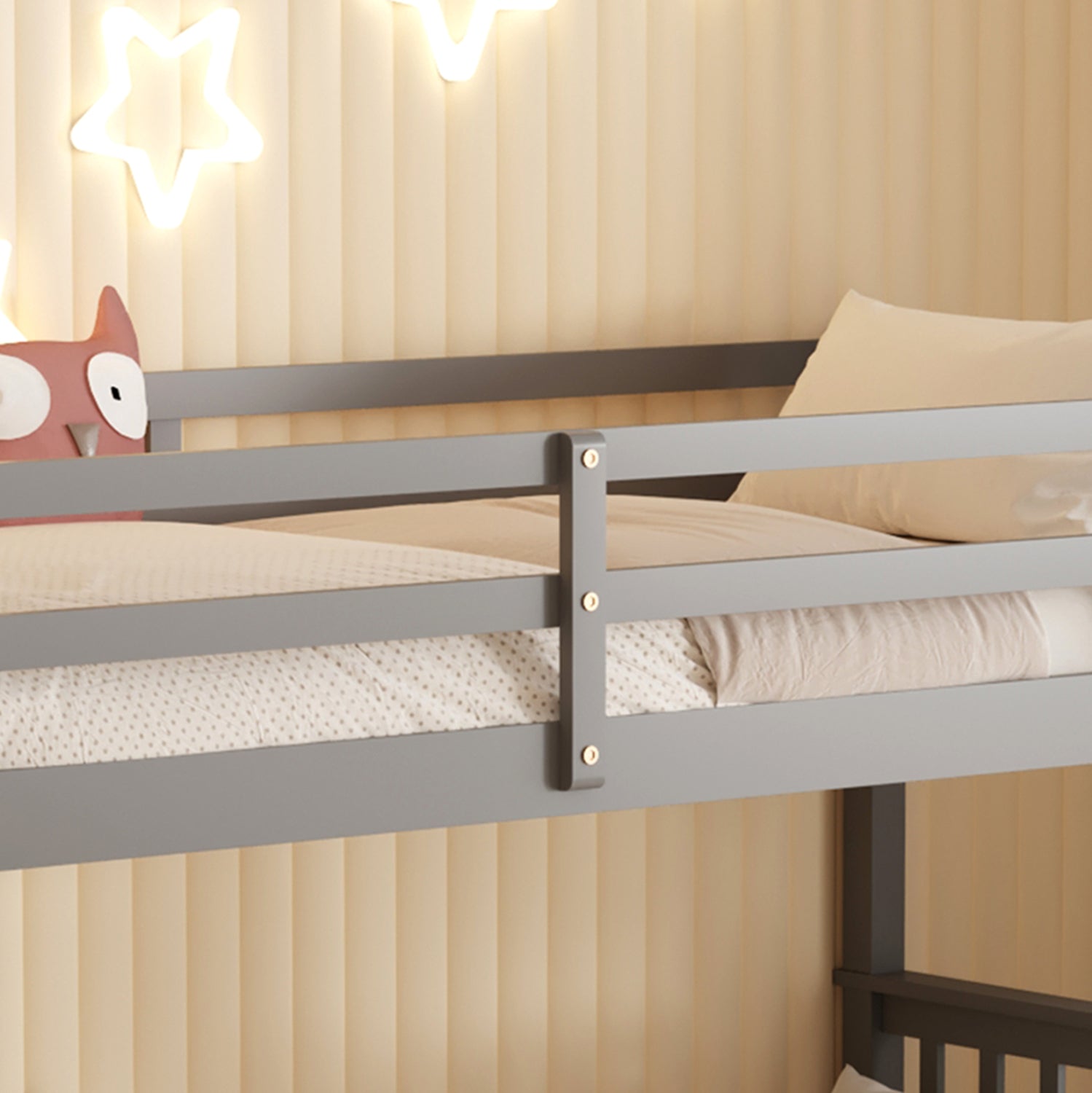 BUNK BED WITH 2 MATTRESSES LANTAI HM21307.02 PINE WOOD IN GREY--FOR MATTRESSES 90x190cm