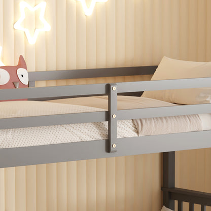 BUNK BED WITH 2 MATTRESSES LANTAI HM21307.02 PINE WOOD IN GREY--FOR MATTRESSES 90x190cm