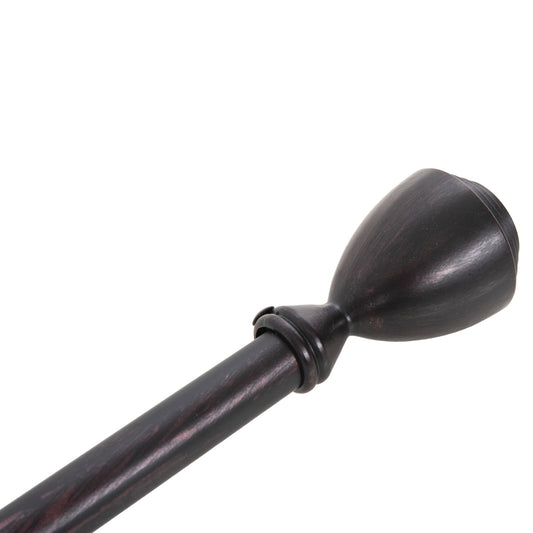 METAL CURTAIN ROD HM11280.03 FOLDABLE IN BLACK-RED COLORING WITH CONE ENDS 110-210cm.
