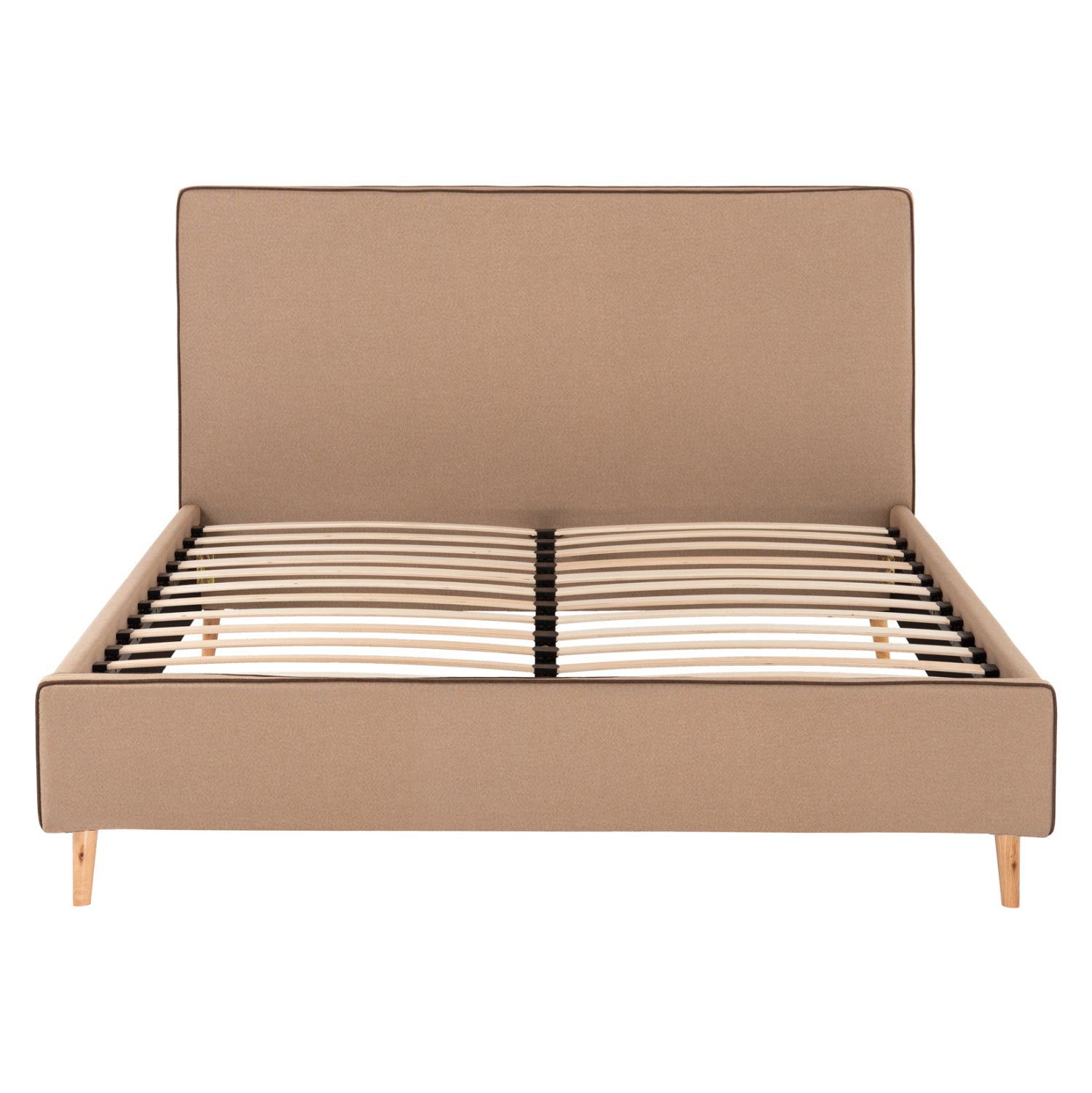 BED INDRA FB9662.02 BEIGE FABRIC BROWN RAIL FOR MATTRESS 160X200cm.