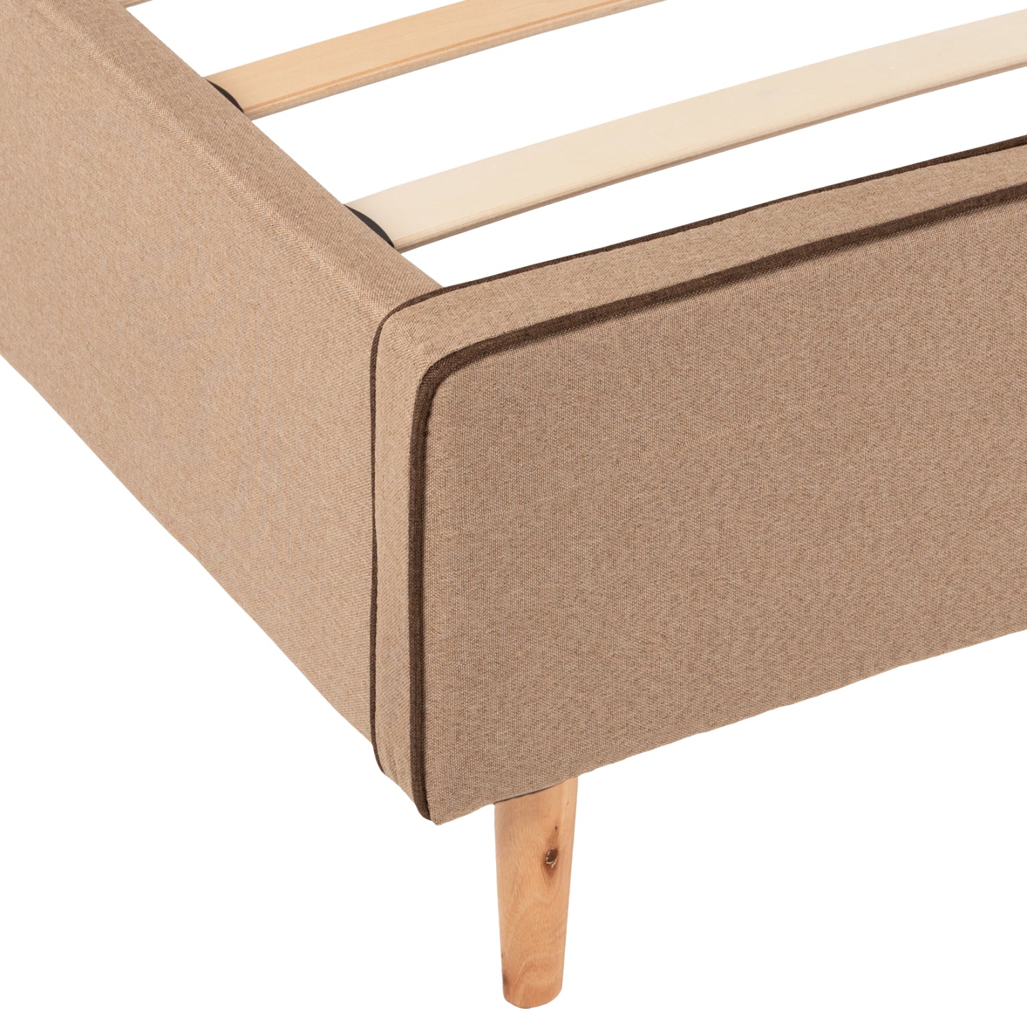 BED INDRA FB9662.02 BEIGE FABRIC BROWN RAIL FOR MATTRESS 160X200cm.