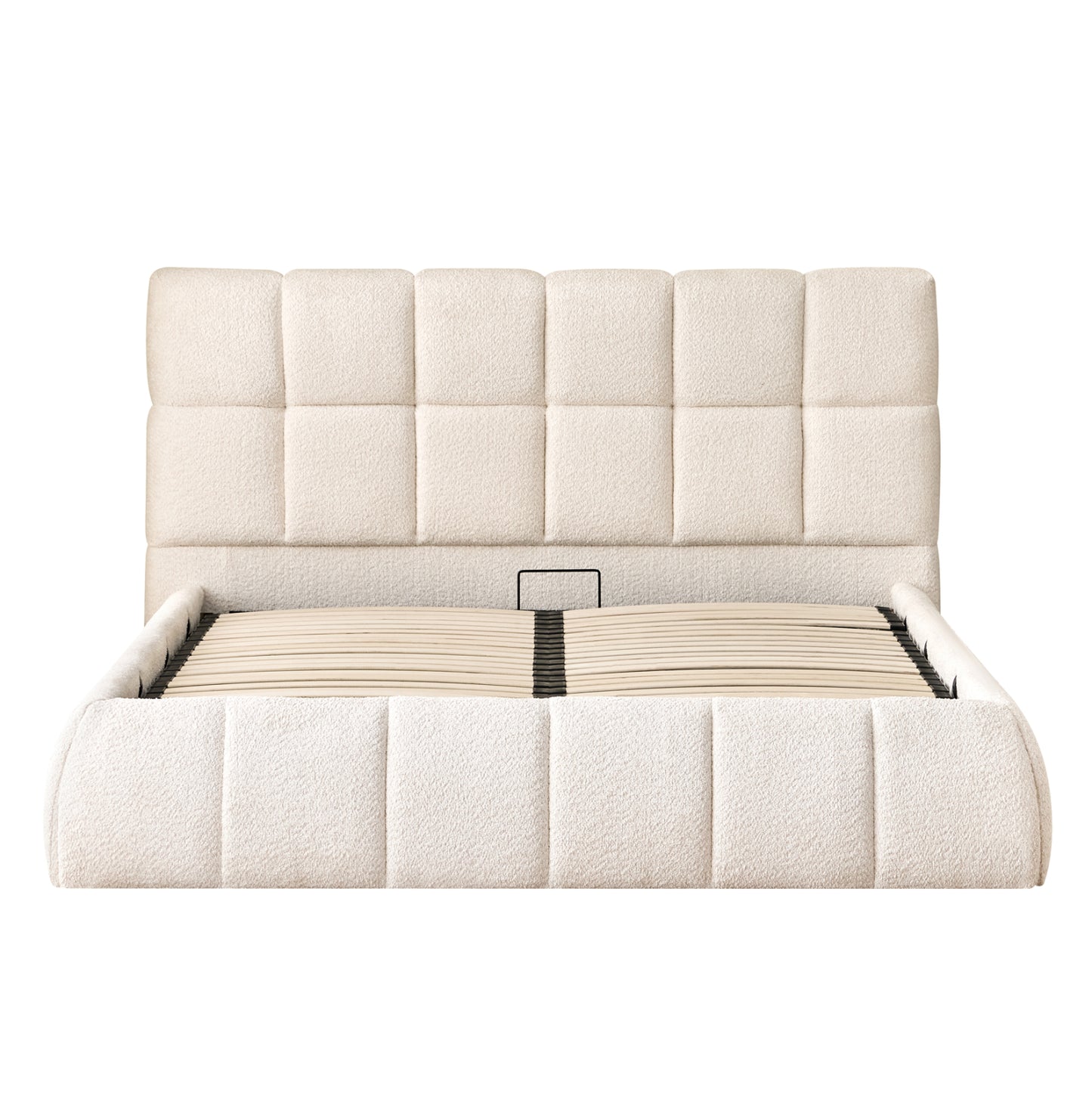 DOUBLE BED EDDY HM731.03 BEIGE BOUCLE & STORAGE SPACE--FOR MATTRESS 160x200cm.