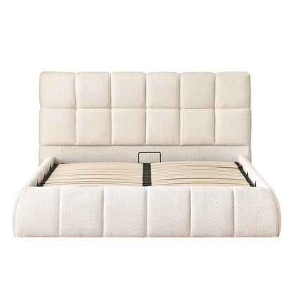 DOUBLE BED EDDY HM731.03 BEIGE BOUCLE & STORAGE SPACE--FOR MATTRESS 160x200cm.