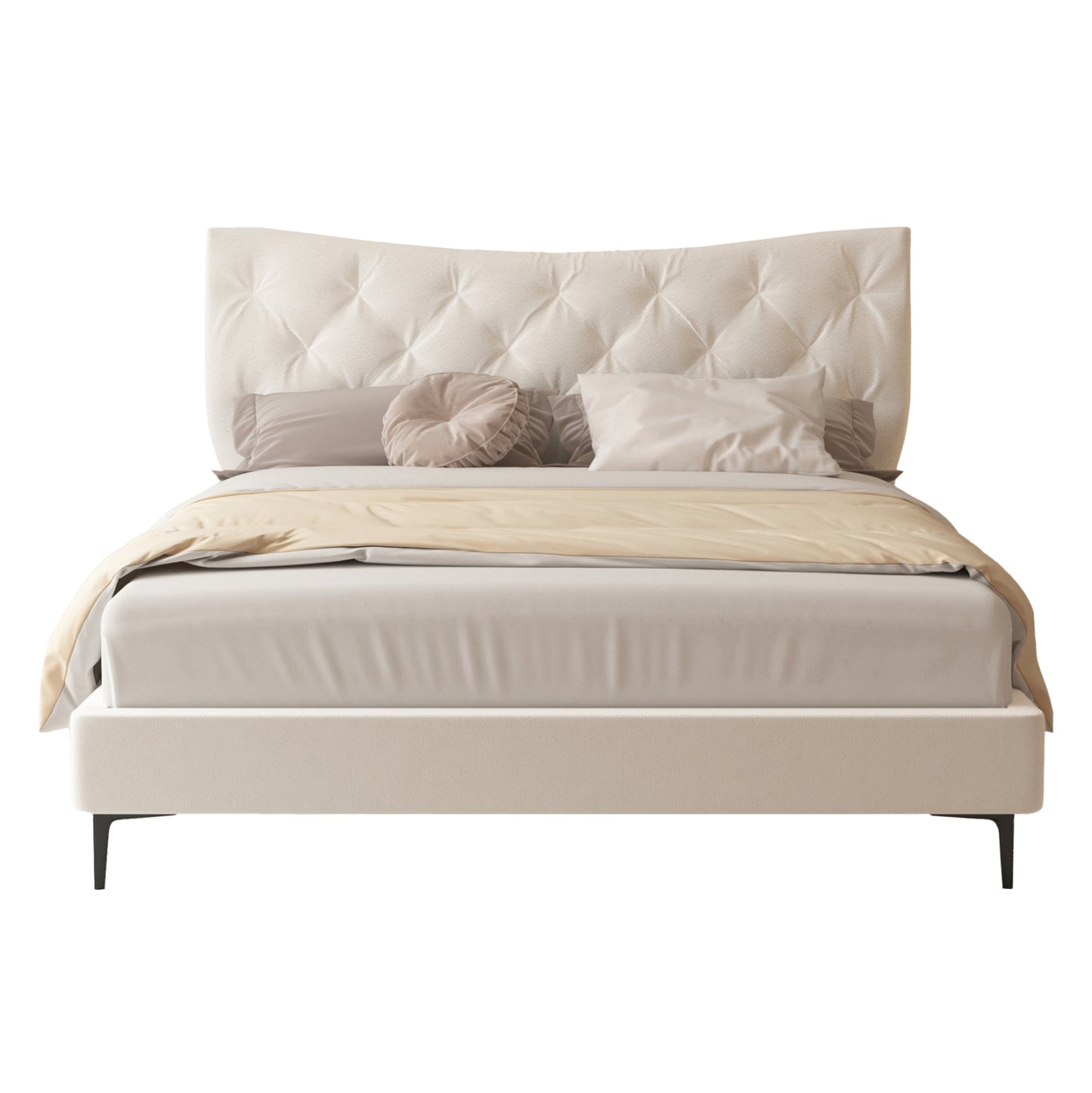 DOUBLE BED JILL HM737.03 FABRIC IN BEIGE--FOR MATTRESS 160x200cm