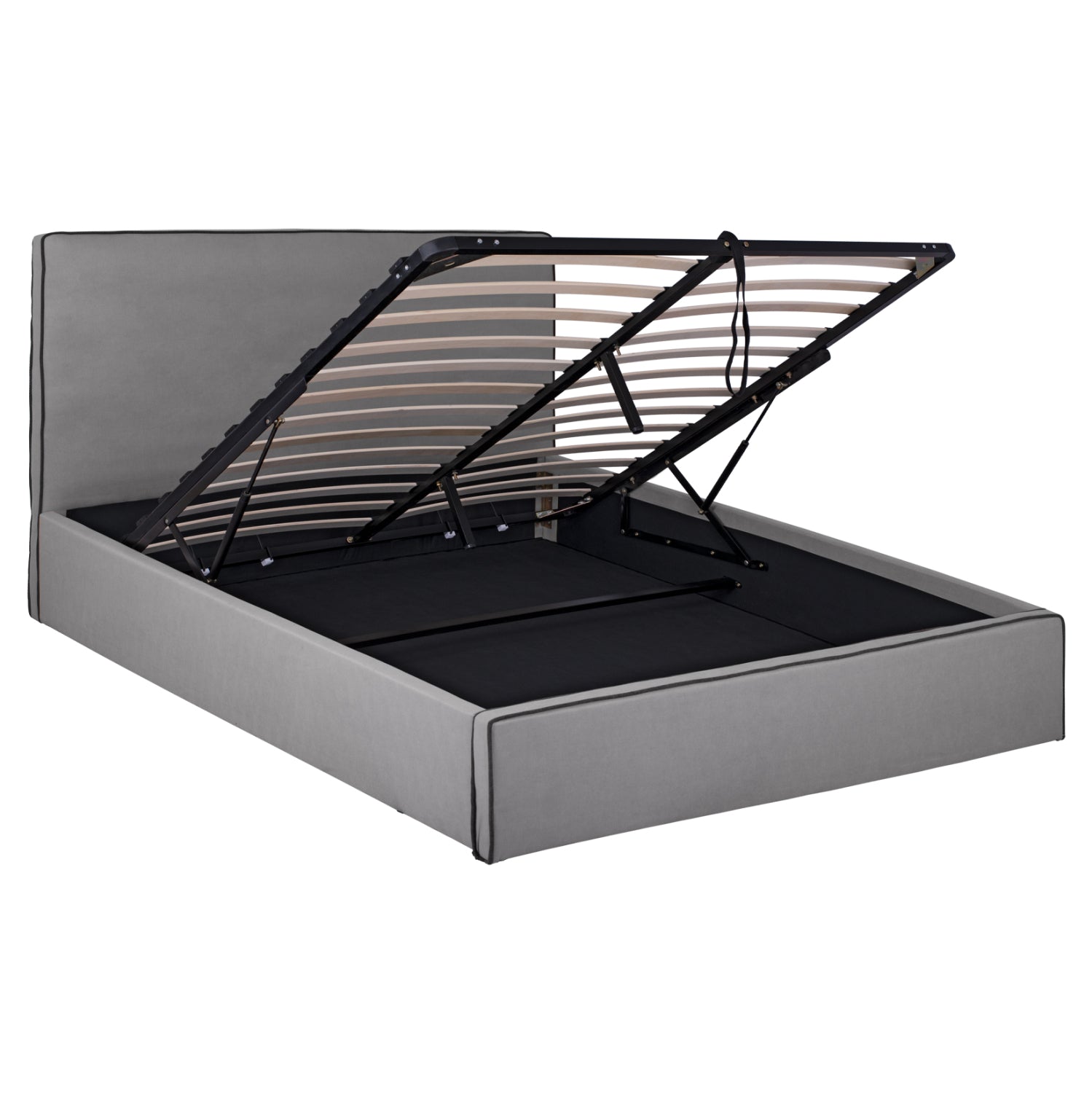 DOUBLE BED WITH MATTRESS & STORAGE SPACE ALLIE HM21170 GREY FABRIC--FOR 160X200cm.