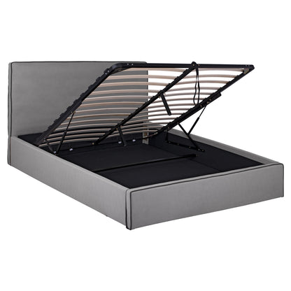 DOUBLE BED WITH MATTRESS & STORAGE SPACE ALLIE HM21170 GREY FABRIC--FOR 160X200cm.