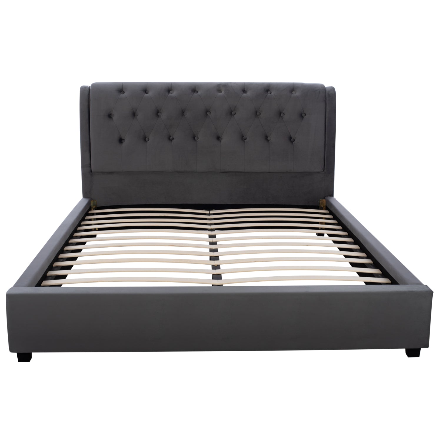 DOUBLE BED WITH MATTRESS ODALYS HM10748.11 VELVET IN GREY--FOR MATTRESS 150x200cm.