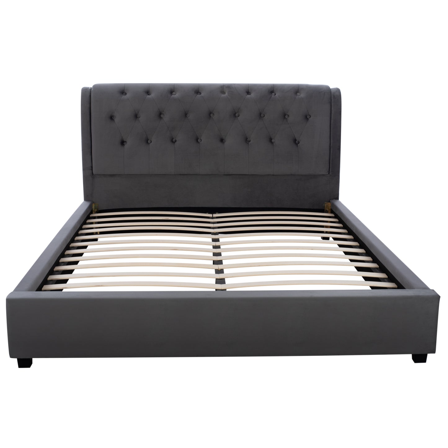 DOUBLE BED WITH MATTRESS ODALYS HM10761.01 VELVET IN GREY--FOR MATTRESS 150x200cm.