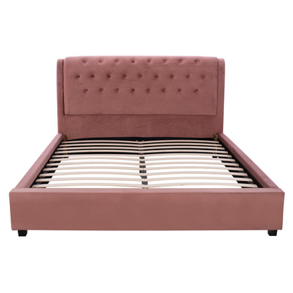 DOUBLE BED WITH MATTRESS ODALYS HM10761.02 VELVET IN DUSTY PINK--FOR MATTRESS 150x200cm.