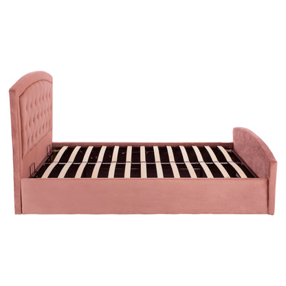BED WITH MATTRESS & STORAGE SPACE ODELIA HM10766.02 DUSTY PINK VELVET--FOR 160x200cm.