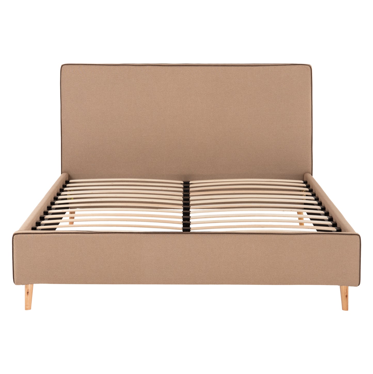 DOUBLE BED WITH MATTRESS INDRA HM10769.02 BEIGE FABRIC--FOR MATTRESS 160x200cm.