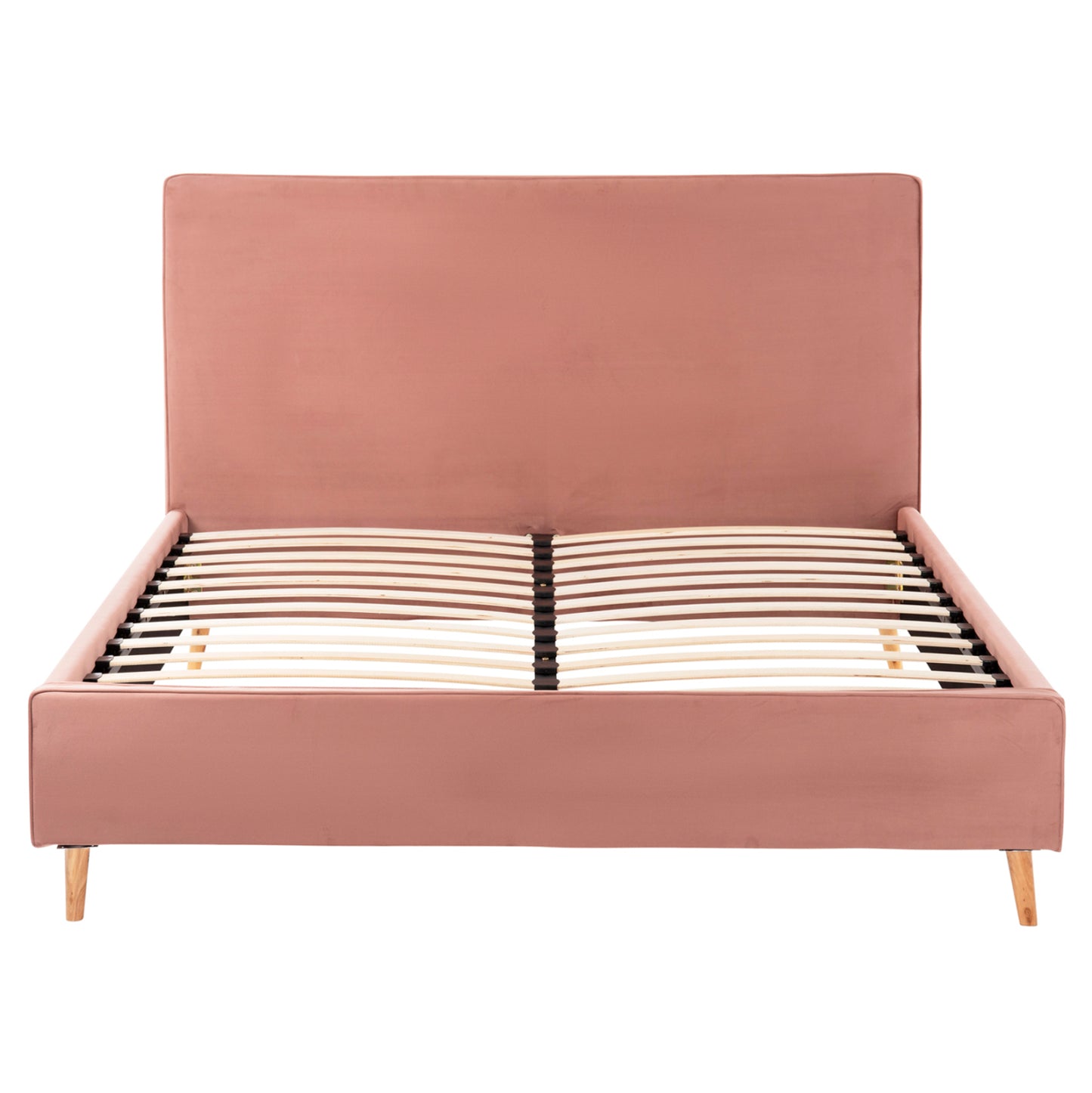 DOUBLE BED WITH MATTRESS INDRA HM10769.03 DUSTY PINK VELVET--FOR MATTRESS 160x200cm.