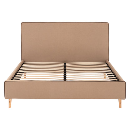 DOUBLE BED WITH MATTRESS INDRA HM10810.02 BEIGE FABRIC--FOR MATTRESS 160x200cm.