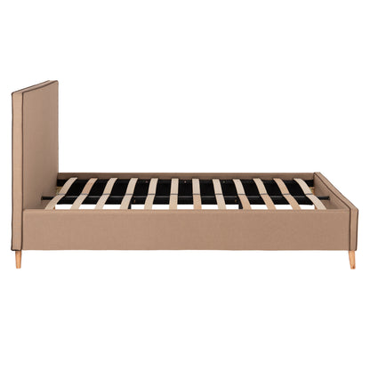 DOUBLE BED WITH MATTRESS INDRA HM10810.02 BEIGE FABRIC--FOR MATTRESS 160x200cm.
