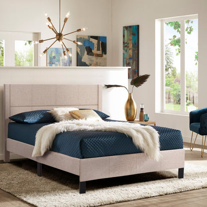 DOUBLE BED WITH MATTRESS TRILLOP HM21202.15 BEIGE FABRIC--FOR 160X200cm.