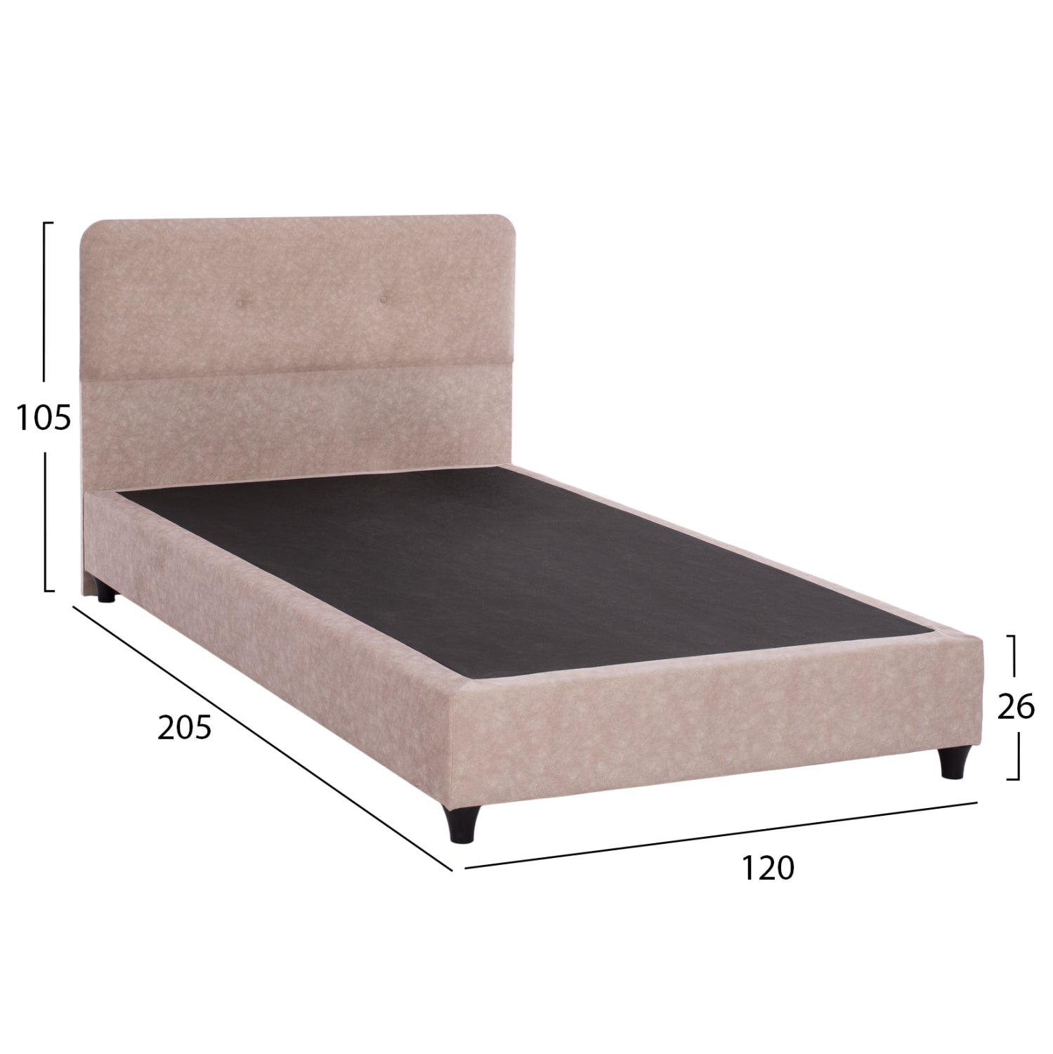 Bed HM648.22 DOLORES, beige NUBUCK-type fabric, 120x200