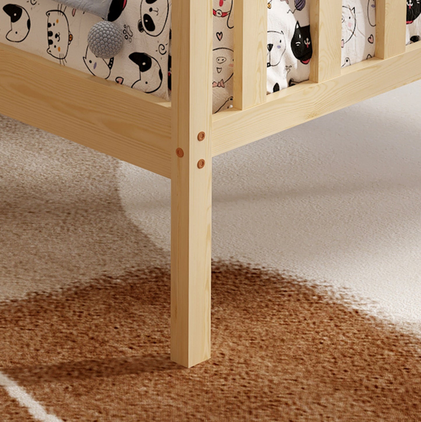 BED GIMLY HM675.01 SOLID PINE WOOD IN NATURAL FOR MATTRESS 190x90cm.
