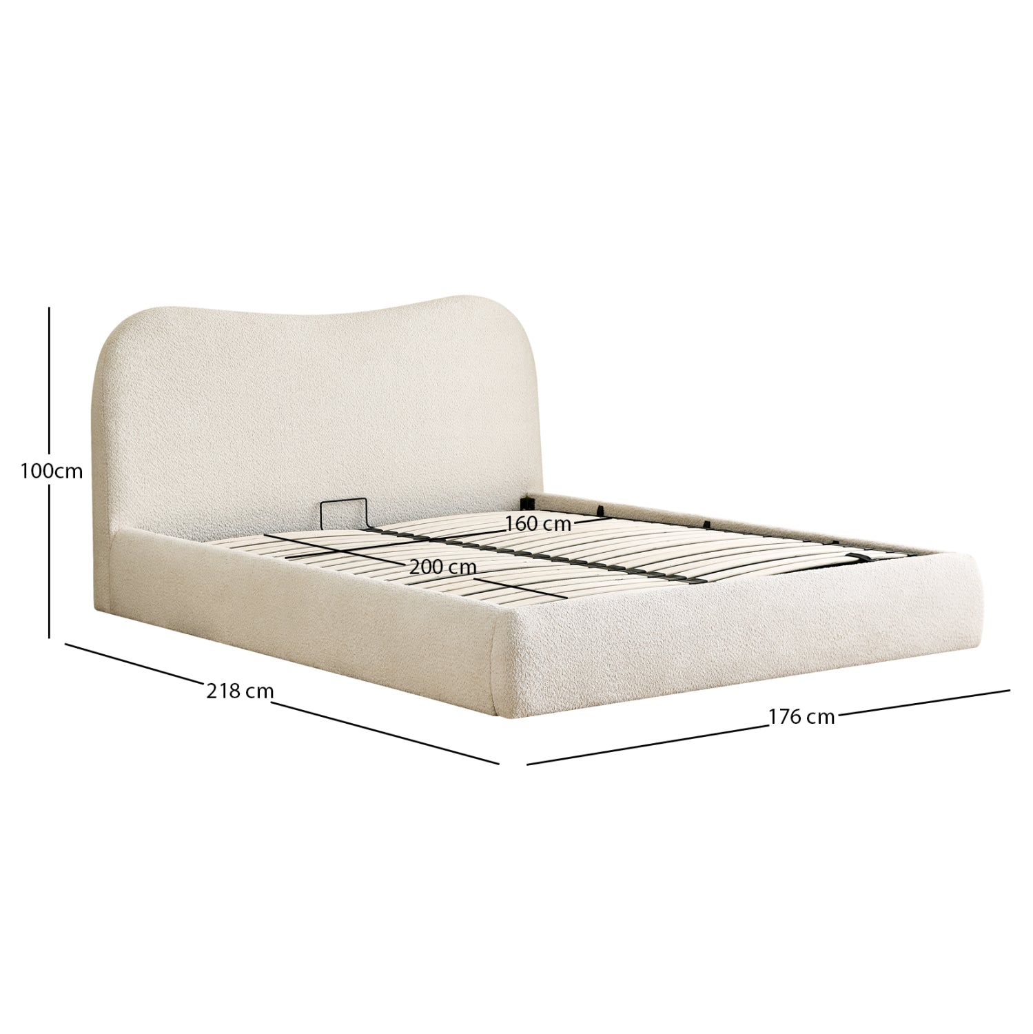 DOUBLE BED ROYA HM734.03 BEIGE BOUCLE FABRIC-BLACK LEGS--FOR MATTRESS 160x200cm