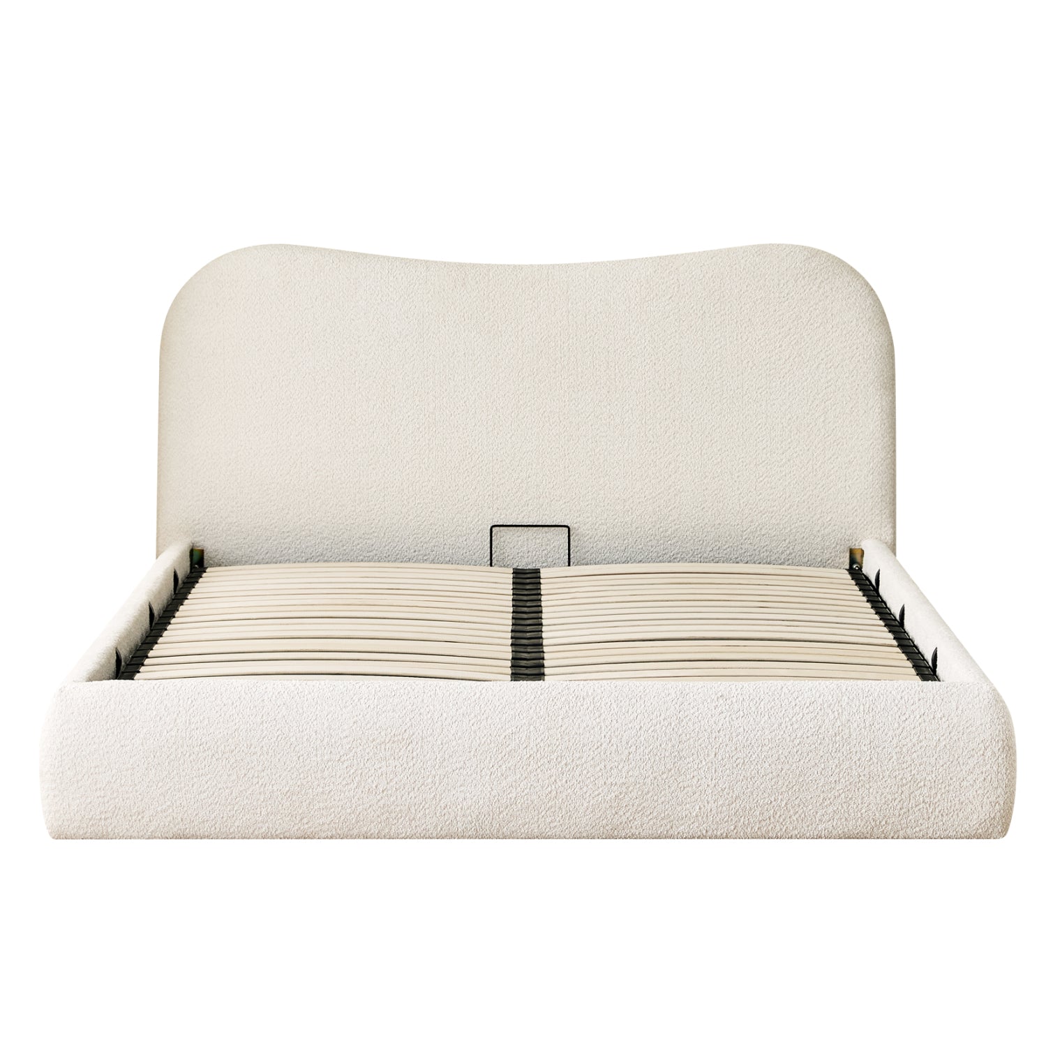 DOUBLE BED ROYA HM734.03 BEIGE BOUCLE FABRIC-BLACK LEGS--FOR MATTRESS 160x200cm