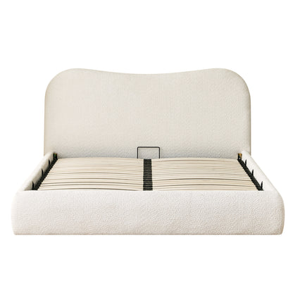 DOUBLE BED ROYA HM734.03 BEIGE BOUCLE FABRIC-BLACK LEGS--FOR MATTRESS 160x200cm