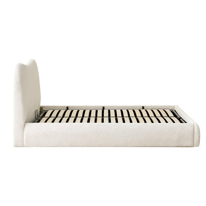 DOUBLE BED ROYA HM734.03 BEIGE BOUCLE FABRIC-BLACK LEGS--FOR MATTRESS 160x200cm