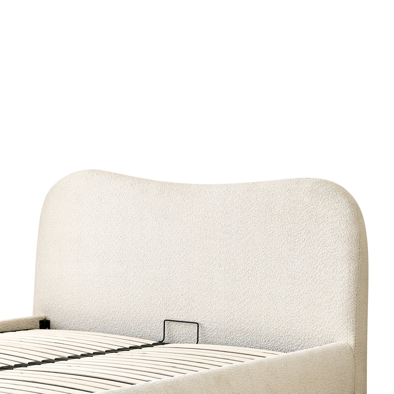 DOUBLE BED ROYA HM734.03 BEIGE BOUCLE FABRIC-BLACK LEGS--FOR MATTRESS 160x200cm