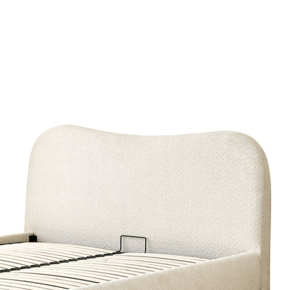 DOUBLE BED ROYA HM734.03 BEIGE BOUCLE FABRIC-BLACK LEGS--FOR MATTRESS 160x200cm