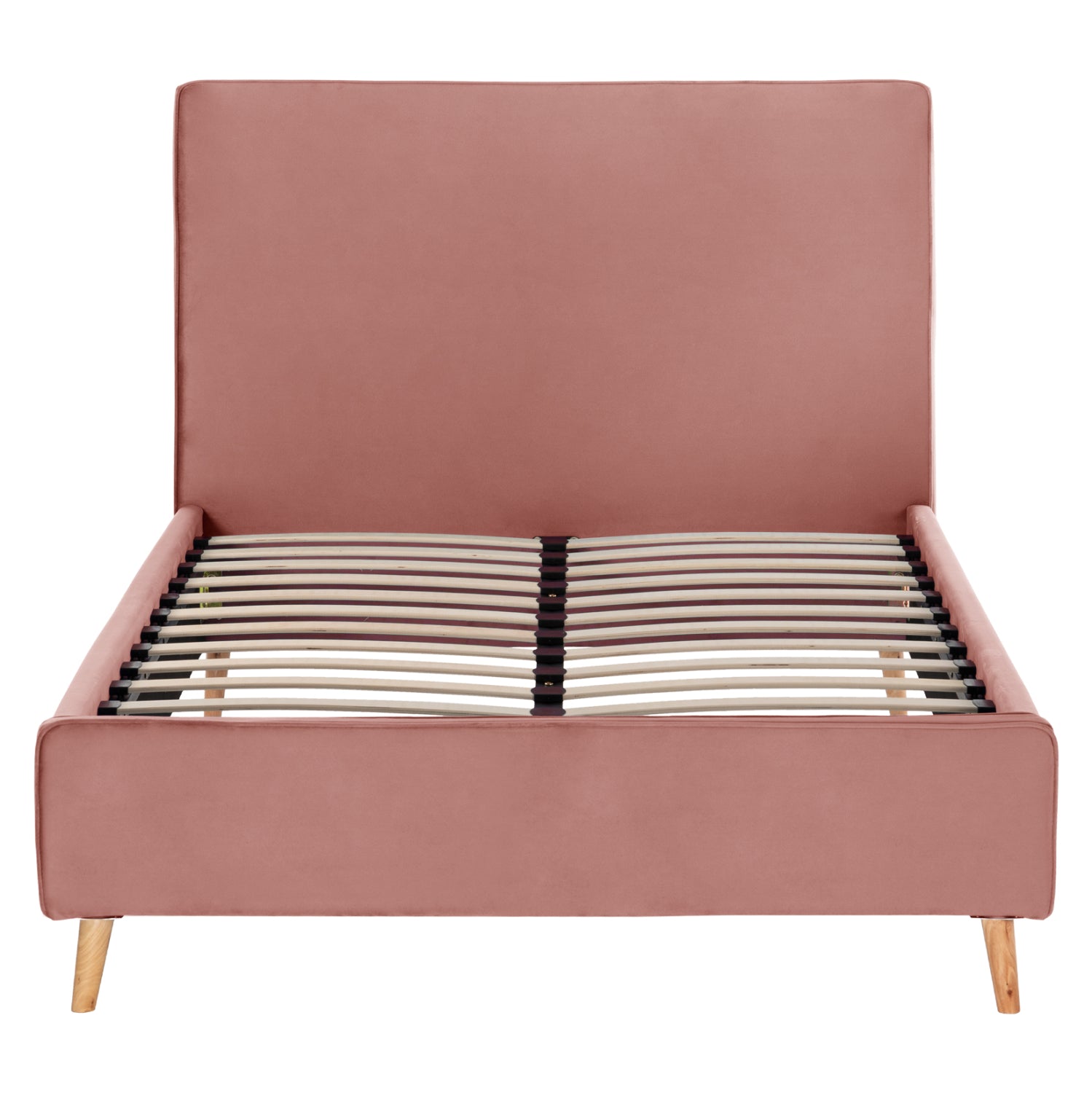 SEMI-DOUBLE BED WITH MATTRESS MAYLIN HM10758.01 DUSTY PINK VELVET--MATTRESS 120X200cm