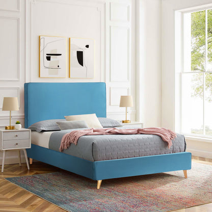 SEMI-DOUBLE BED WITH MATTRESS MAYLIN HM10802.01 TURQUOISE VELVET--MATTRESS 120X200cm