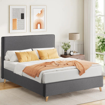SEMI-DOUBLE BED WITH MATTRESS MAYLIN HM10802.02 GREY FABRIC--MATTRESS 120X200cm
