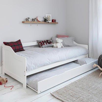 SOFABED WITH EXTRA BED TRADDY HM21313 PINE WOOD IN WHITE--WITH 2 MATTRESSES 90x190cm
